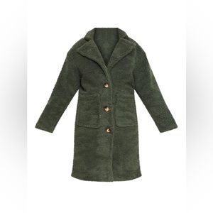 Green Longline Borg Coat